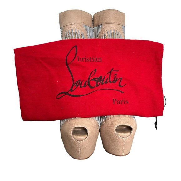 Christian Louboutin Pink and Cream Ankle Booties with Stiletto Heel - Picture 15 of 16